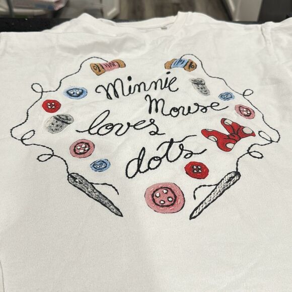 Uniqlo Olympia Le-Tan Women Minnie Mouse Loves Dots Crop Short Sleeve Tee Size M - Picture 4 of 8